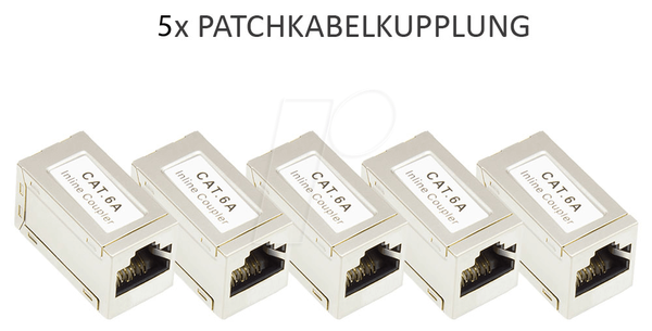 З'єднувач для патч-кабелю Cat. 6A, RJ45, повністю екранований, КОМПЛЕКТ 5 шт.