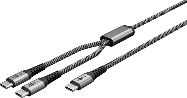 Приладний кабель, USB-C -> 2x C, текстильний, 60 Вт, 1,5 м