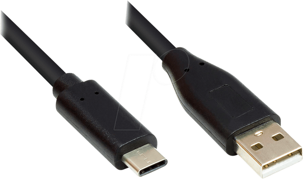 Кабель USB 2.0, C-чоловічий, A-чоловічий, CU, чорний, 1 м