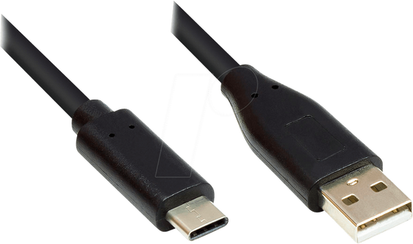 Кабель USB 2.0, C-чоловічий, A-чоловічий, CU, чорний, 3 м