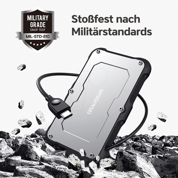 Зовнішній корпус для 2,5-дюймового жорсткого диска SATA, IP 66, USB 3.1
