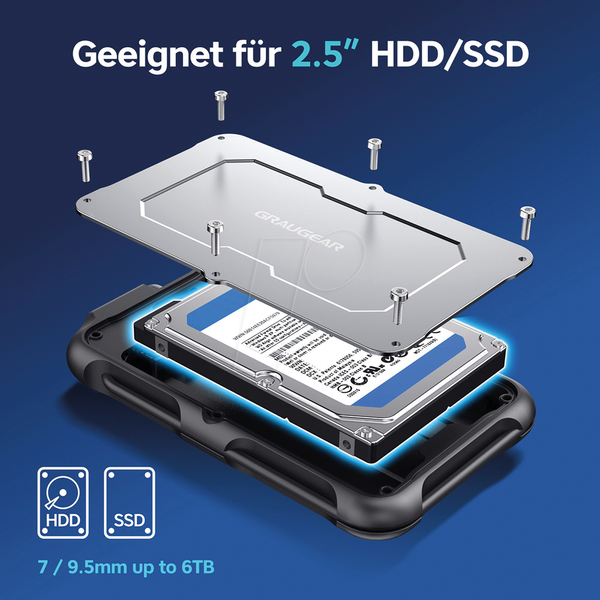 Зовнішній корпус для 2,5-дюймового жорсткого диска SATA, IP 66, USB 3.1