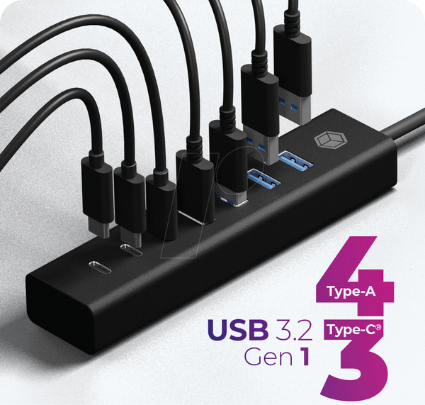 7-портовий USB-концентратор USB 3.0 типу A/C