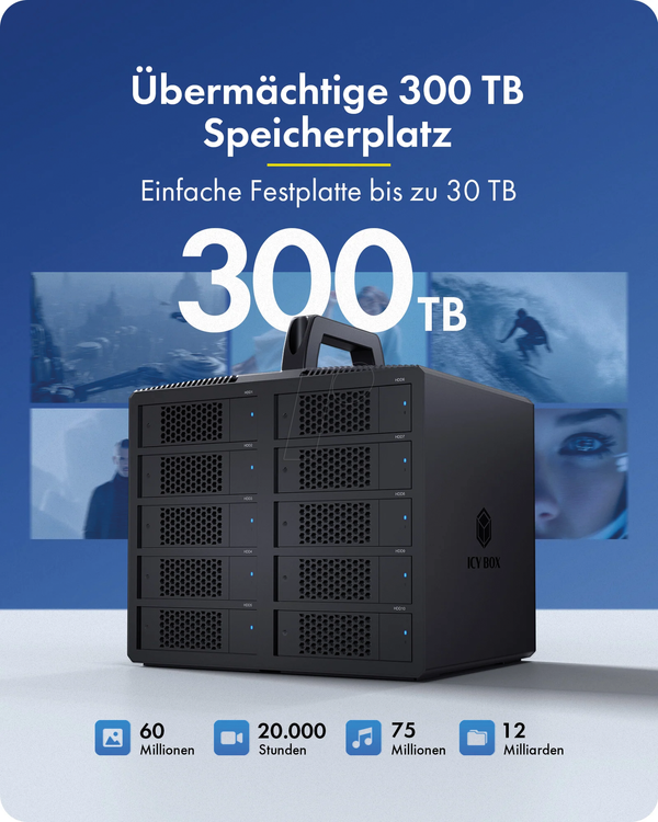 Внешние 10x 2,5 дюйма/3,5 дюйма; SATA Gehäuse, до 10 Гбит/с