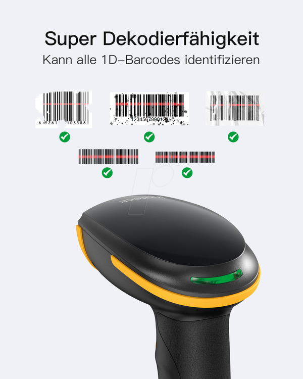 Сканер штрих-кодів, 1D, Bluetooth/USB, чорний
