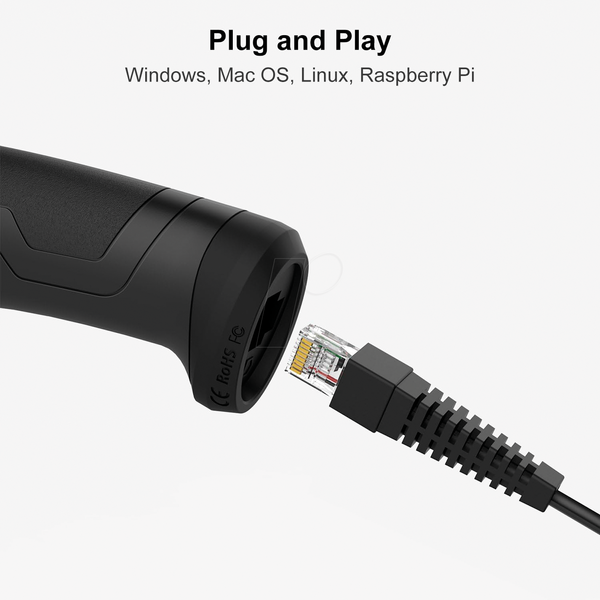 Сканер штрих-кодів, 1D, USB, чорний