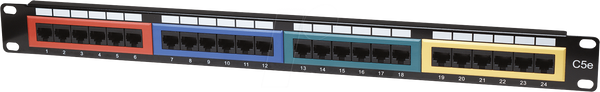 Патч-панель, 24 порти, Cat5e, 1 вивід