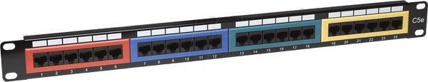 Патч-панель, 24 порти, Cat5e, 1 вивід