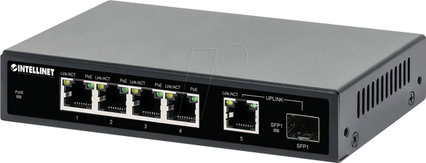 Комутатор, 6-портовий, гігабітний Ethernet, SFP, PoE+