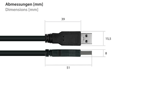 Кабель USB 2.0, роз'єм A до порту, кріплення, 50 см