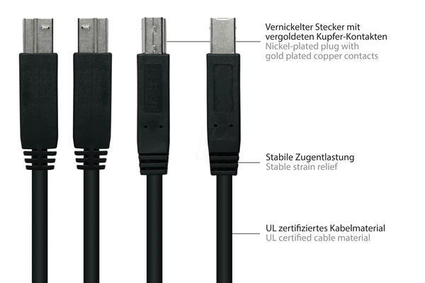 Кабель USB 3.0, роз'єм A до роз'єму B, 50 см