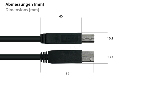 Кабель USB 3.0, роз'єм A до роз'єму B, 50 см
