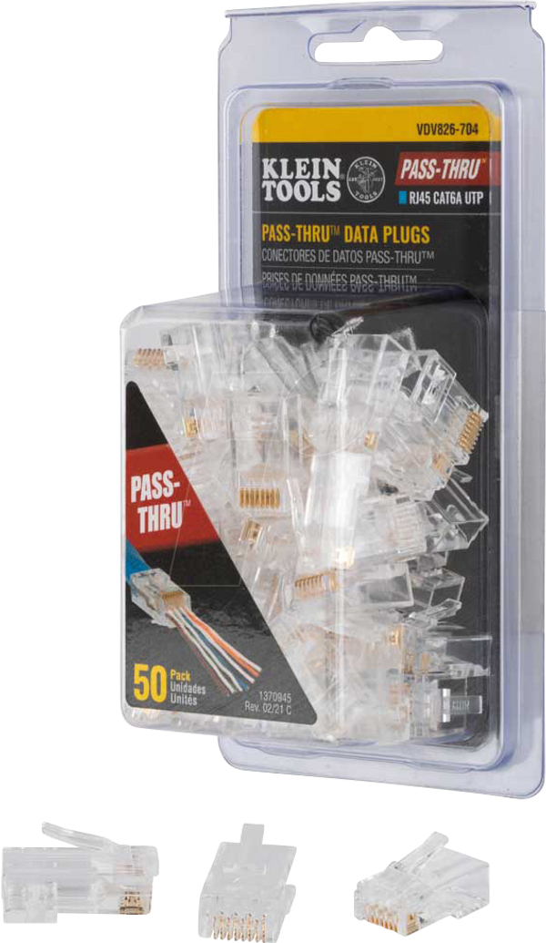 Модульний штекер RJ45, Cat.6a, прохідний, 50 штук