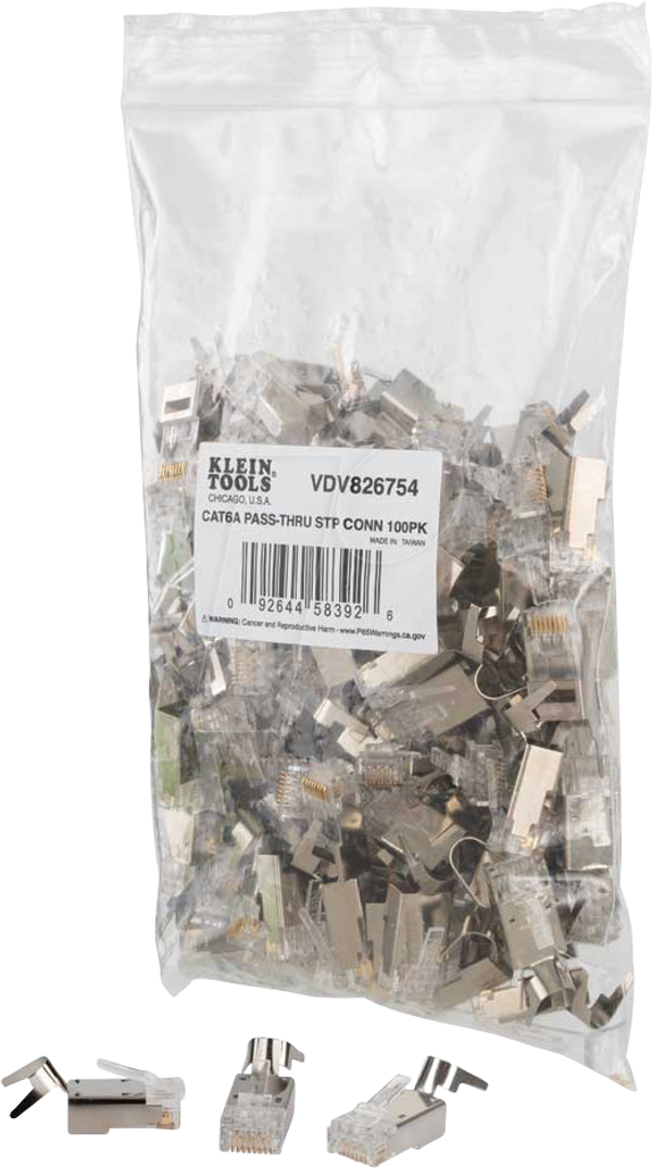 Модульний штекер RJ45, Cat.6a, прохідний, 100 штук