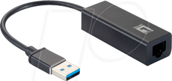 Компактний адаптер USB 3.0 Type-A чоловічий/LAN чорного кольору