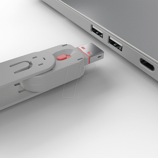Замок порту USB-A (1 ключ, 4 замки), рожевий