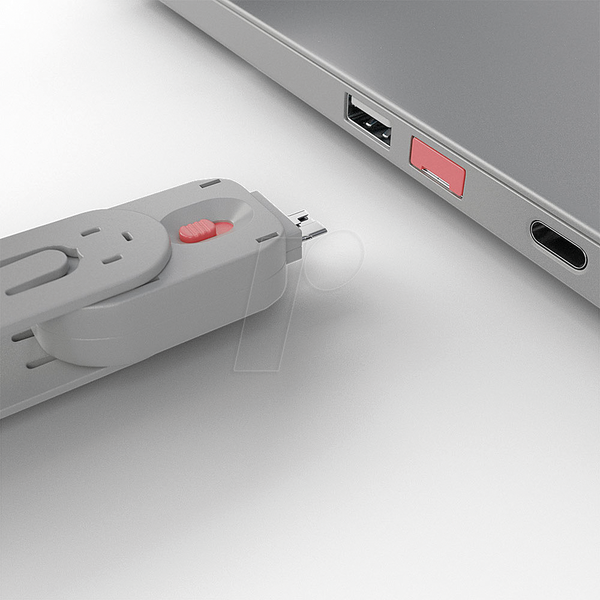 Замок порту USB-A (1 ключ, 4 замки), рожевий