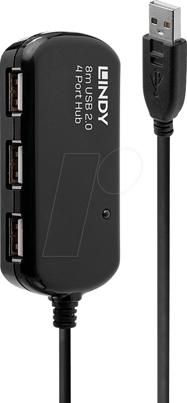USB 2.0 концентратор, 4-портовий, подовжувач, активний, ланцюжкове підключення, 8 м