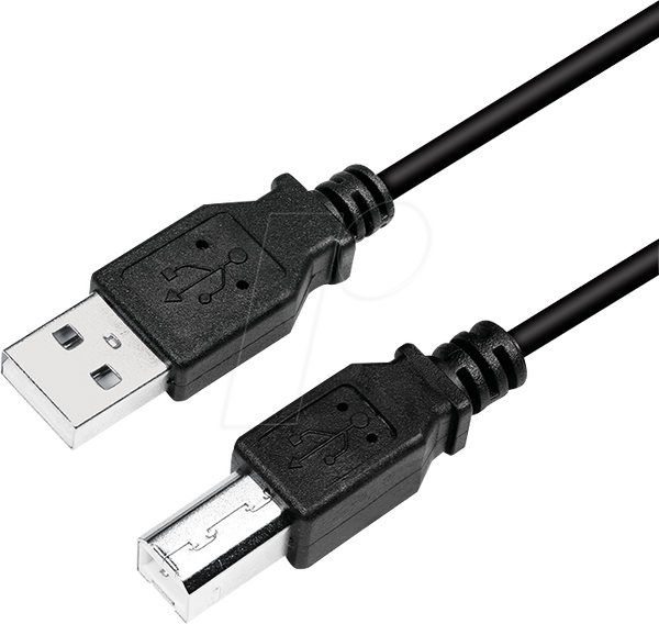 Кабель USB 2.0, USB-A/M - USB-B/M, чорний, 3 м