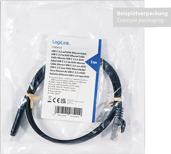 Мережевий адаптер, кабель, USB 3.2 типу C, Gigabit Ethernet, 3 м