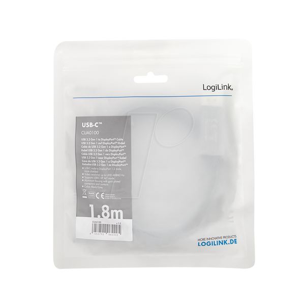 Адаптерний кабель USB Type-C > DP, 4K @ 60 Гц, 1,8 м