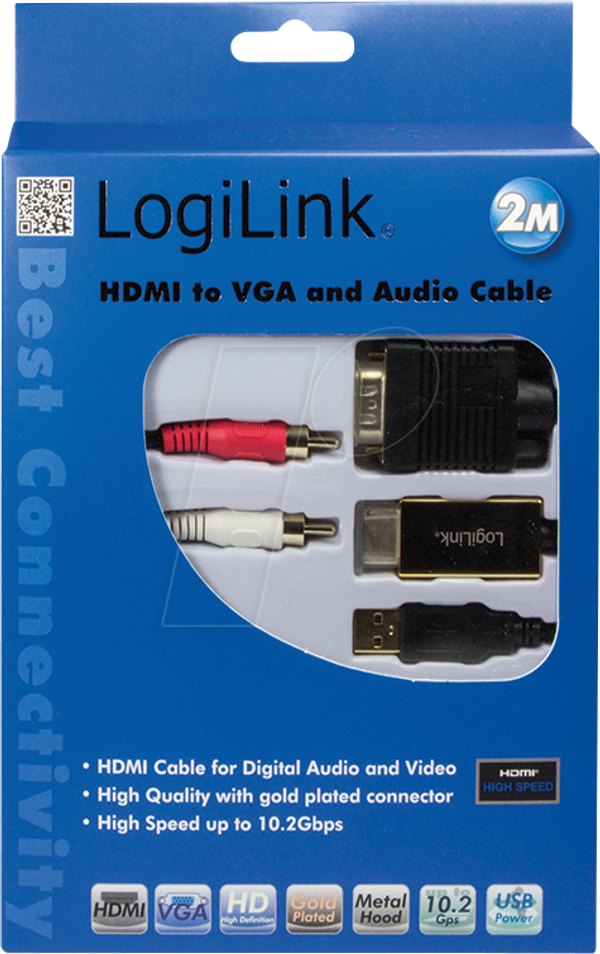 Кабель HDMI, A/M - HD15/M+USB-A+2x RCA/M, HD, черный, 2 м