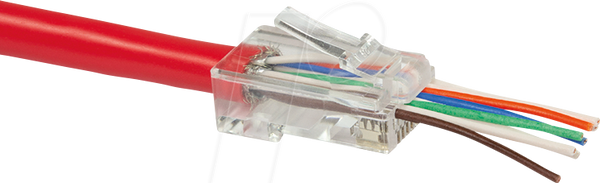Модульний штекер RJ45, Cat.6, неекранований, наскрізний, 50 шт.
