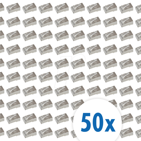 Модульний штекер RJ45, Cat.6, екранований, наскрізний, 50 шт.