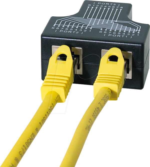 Т-подібний адаптер, розподіл 1:1, 2x RJ45 для спільного використання кабелю