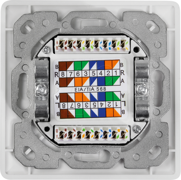 Розетка Cat.6A 2x RJ45, екранована, сигнально-білий колір