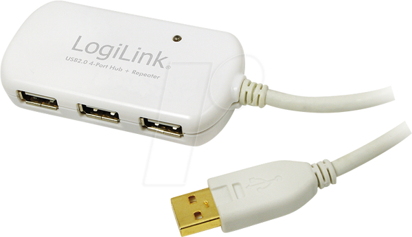 Кабель USB 2.0, USB-A/M до 4x USB-A/F, активний, білий, 12 м