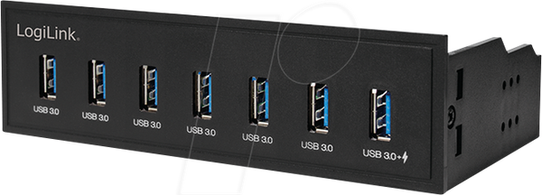 USB 3.0 концентратор 5,25 дюйма, 7-портовий, внутрішній, з портом швидкої зарядки, чорний