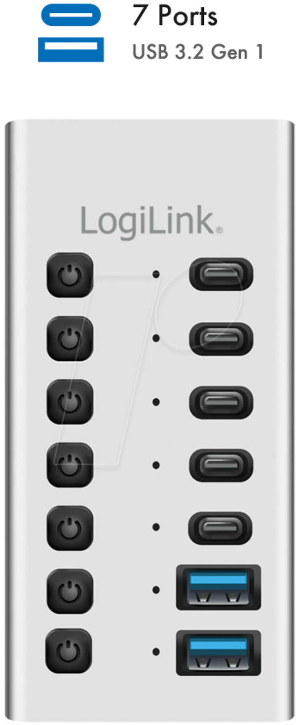 Концентратор USB 3.2 Gen 1, 7 портів, USB-A/C