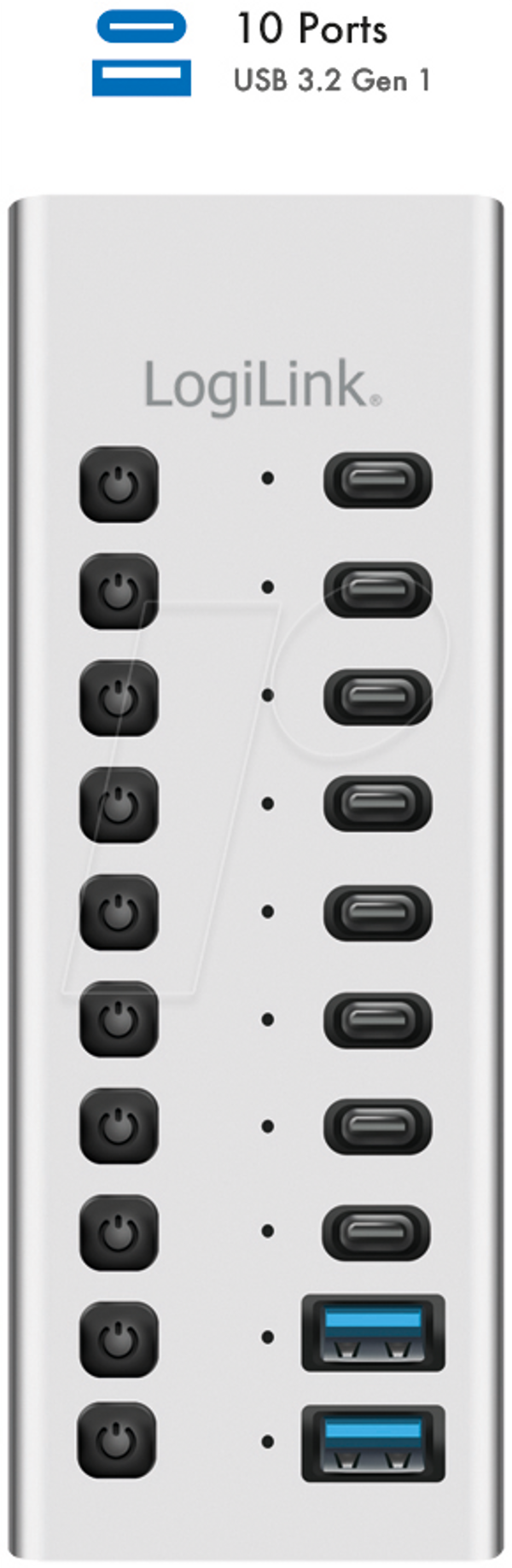 Концентратор USB 3.2 Gen 1, 10 портів, USB-A/C