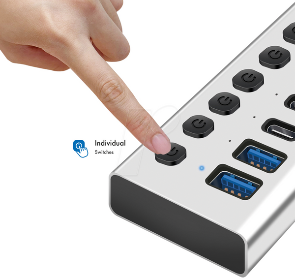Концентратор USB 3.2 Gen 1, 10 портів, USB-A/C