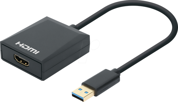Адаптер, USB-A > HDMI, 1080p, чорний, 15 см