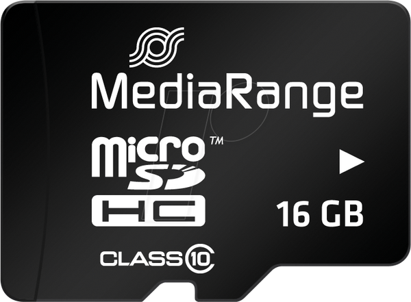 Карта пам'яті MicroSDHC 16 ГБ - MediaRange Class 10 - з адаптером