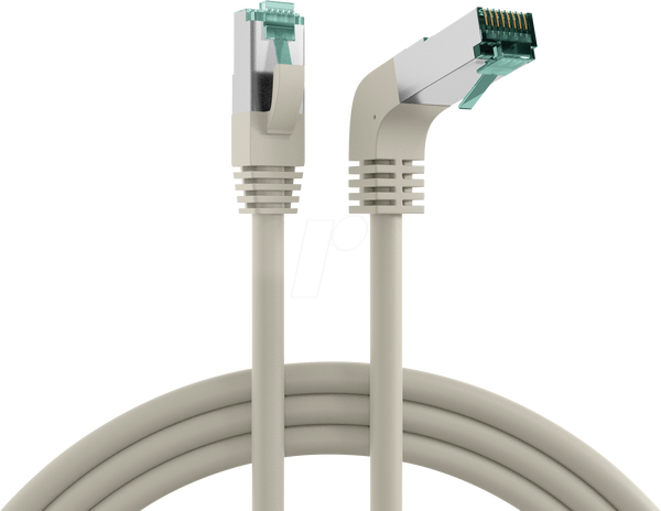 Патч-корд RJ45 Cat.6a S/FTP LSZH 1x90° сірий 1 м