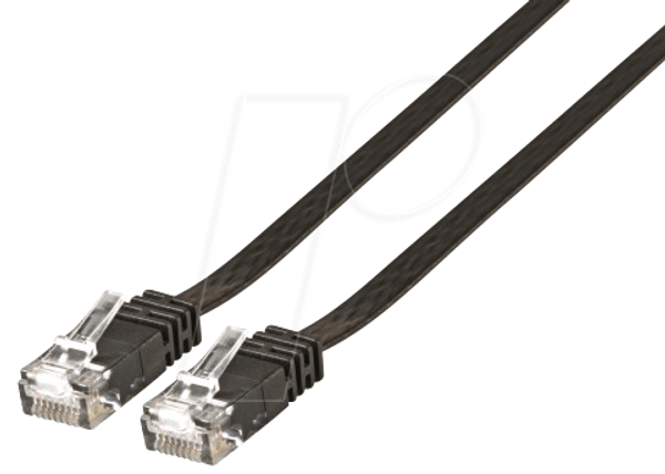 Плоский кабель RJ45 U/UTP, Cat.6, 5.0 м, чорний