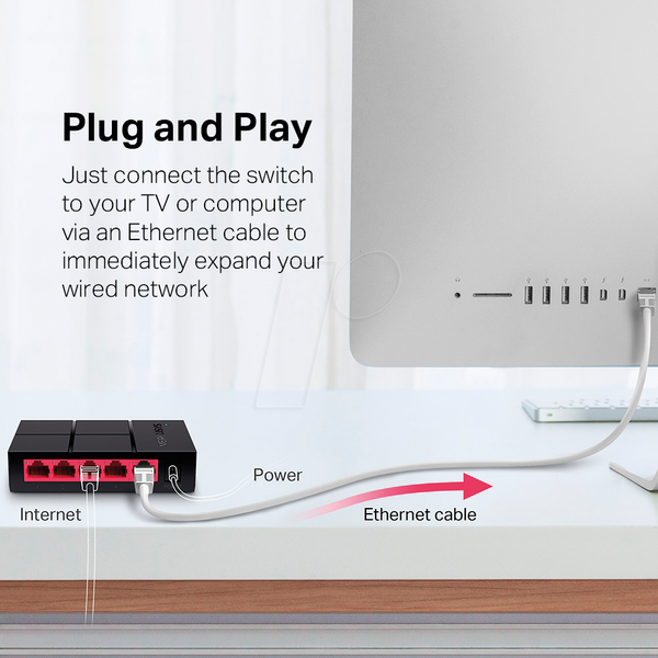 Комутатор, 5-портовий, гігабітний Ethernet