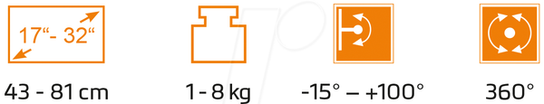 Кріплення для монітора, 1 дисплей, 17