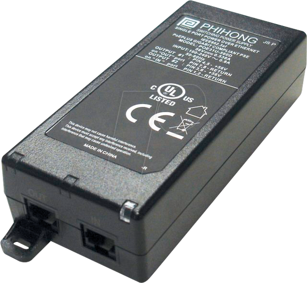 Інжектор живлення через Ethernet (PoE), 56 В, 60 Вт, гігабітний