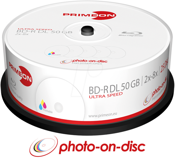 BD-R DL 50 ГБ 8x, упаковка з 25 дисків, матові
