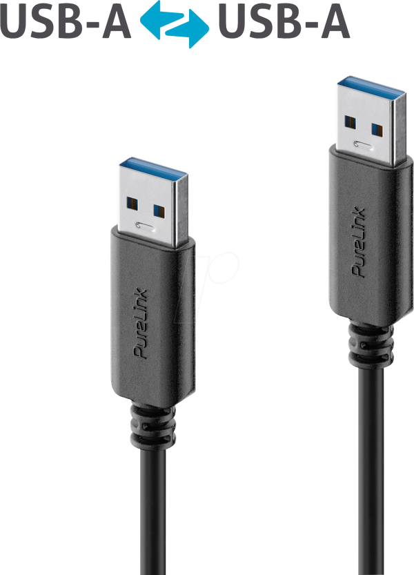 Кабель USB 3.0, iSeries, роз'єм A до роз'єму A, чорний, 1,0 м