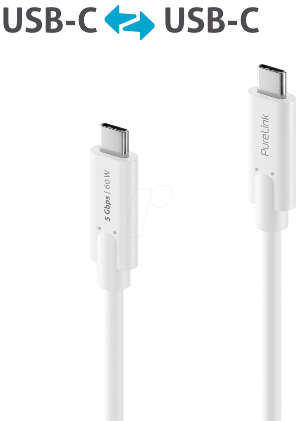 Кабель USB 3.0, iSeries, C чоловічий-C чоловічий, білий, 1,0 м