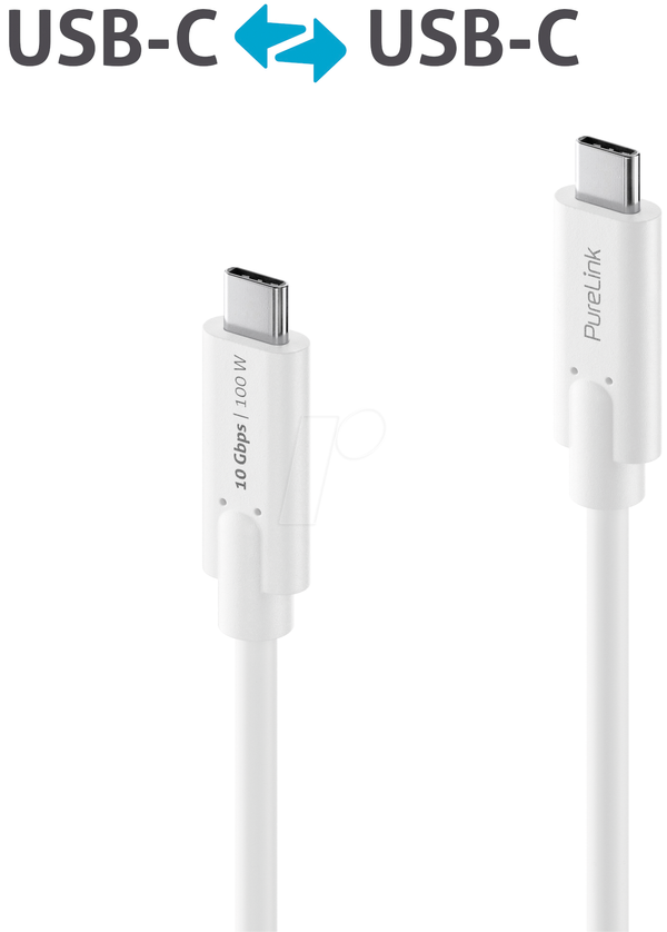 Кабель USB 3.1, iSeries, C чоловічий-C чоловічий, білий, 0,5 м