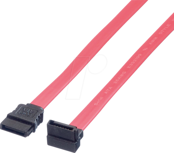 Кабель SATA 3 Гбіт/с гніздо > гніздо SATA, 50 см, кутовий, червоний