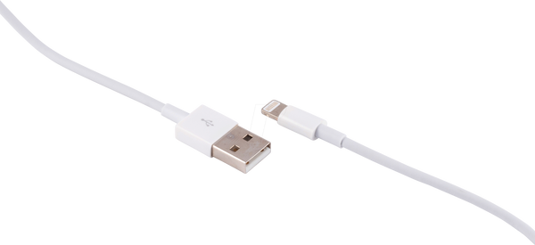 Кабель синхронізації та заряджання, USB-A > 8-контактний, 0,1 м, білий