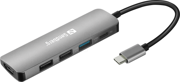 USB 3.0 концентратор 5 портів, USB-C на 1 x USB 3.0, 2 x USB 2.0, 1 x HDMI,
