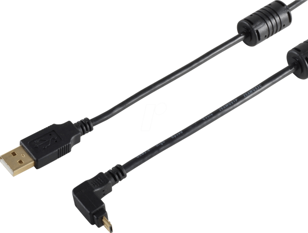 Роз'єм USB A > Micro-B, кут 180°, верхній, 1 м